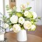 Mixed Cream Beige and Moss Green Vintage Artificial Silk Flower Peonies 2 Bouquets Floral
